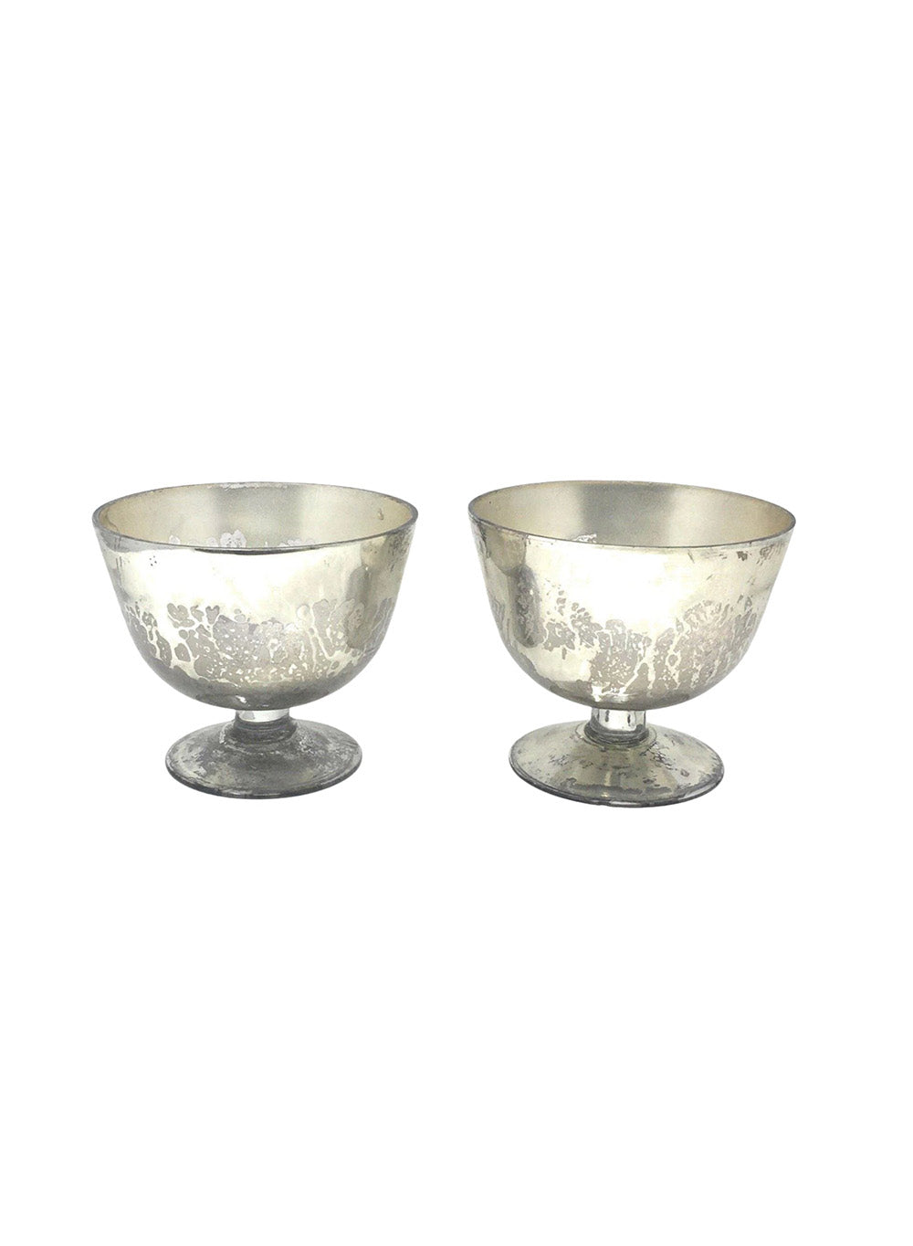 Mercury Glass Pedestal Bowl, 6" Diameter & 5" Tall, Set of 2 & 12