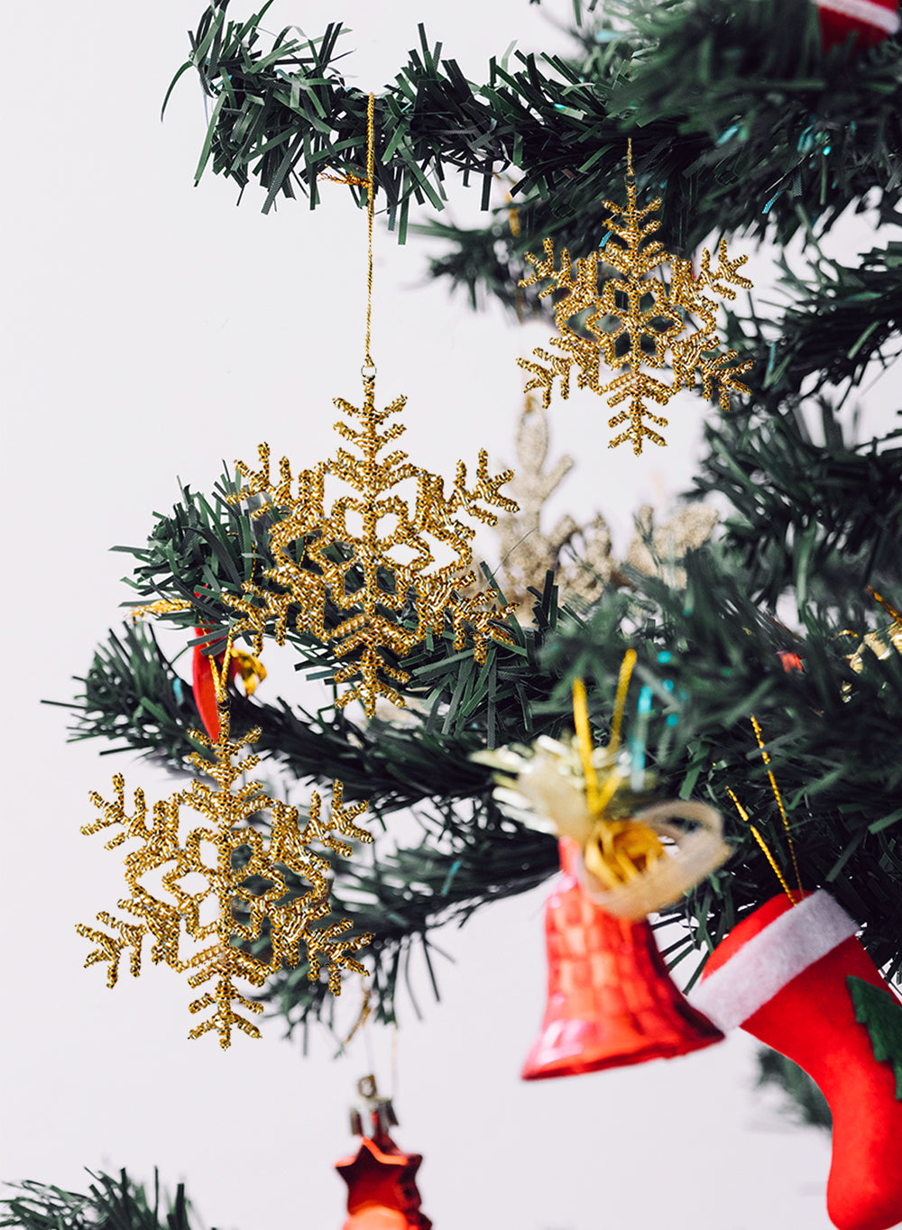 Glitter Snowflake Ornaments, Available in 2 Colors, Pack of 6