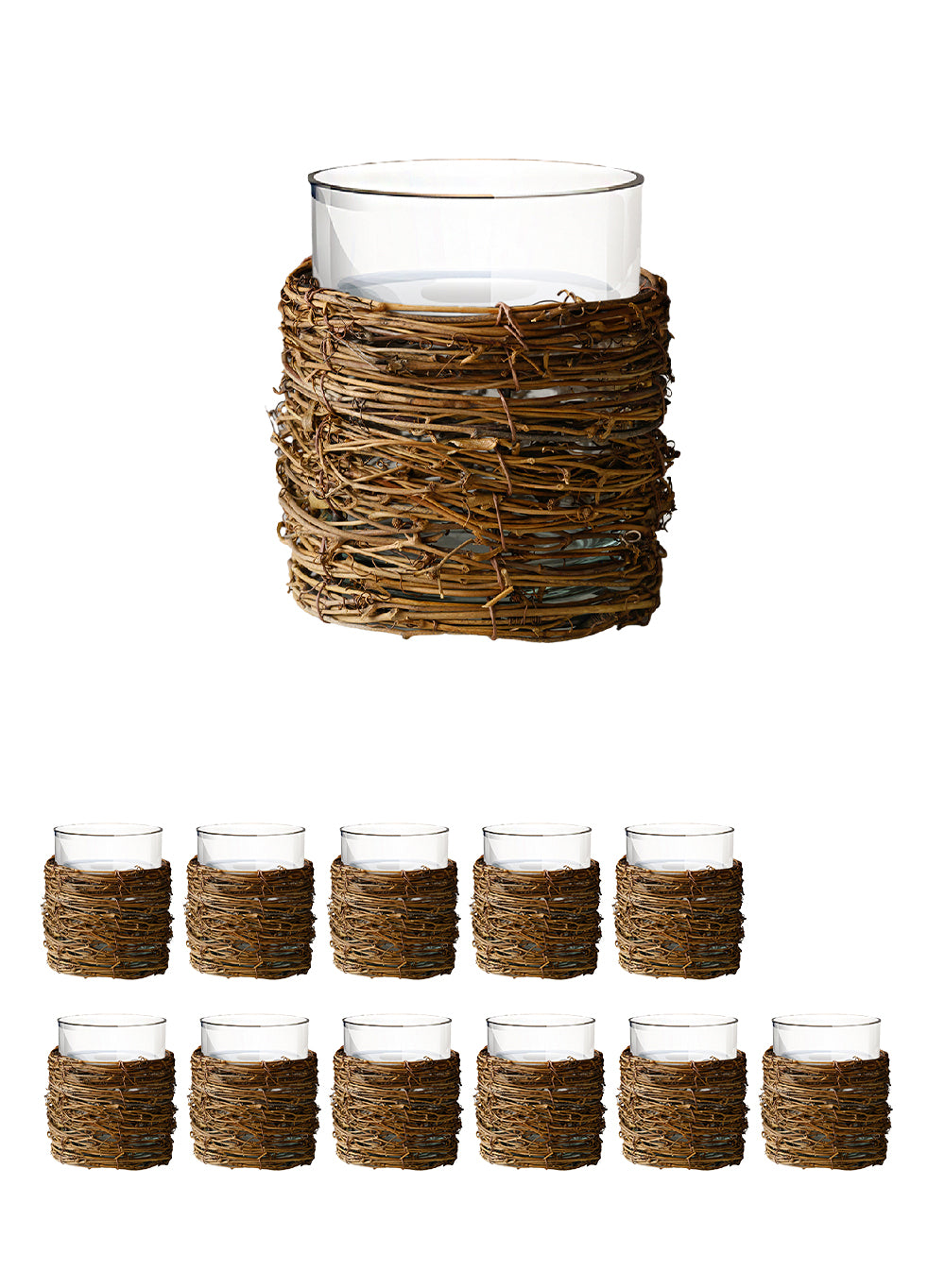 WillowNest Rustic Glass Vase, 4.5" Diameter & 5.2" Tall