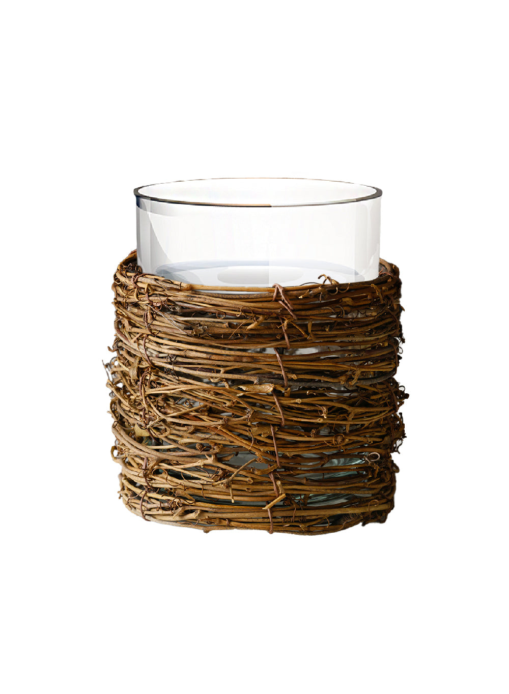 WillowNest Rustic Glass Vase, 4.5" Diameter & 5.2" Tall