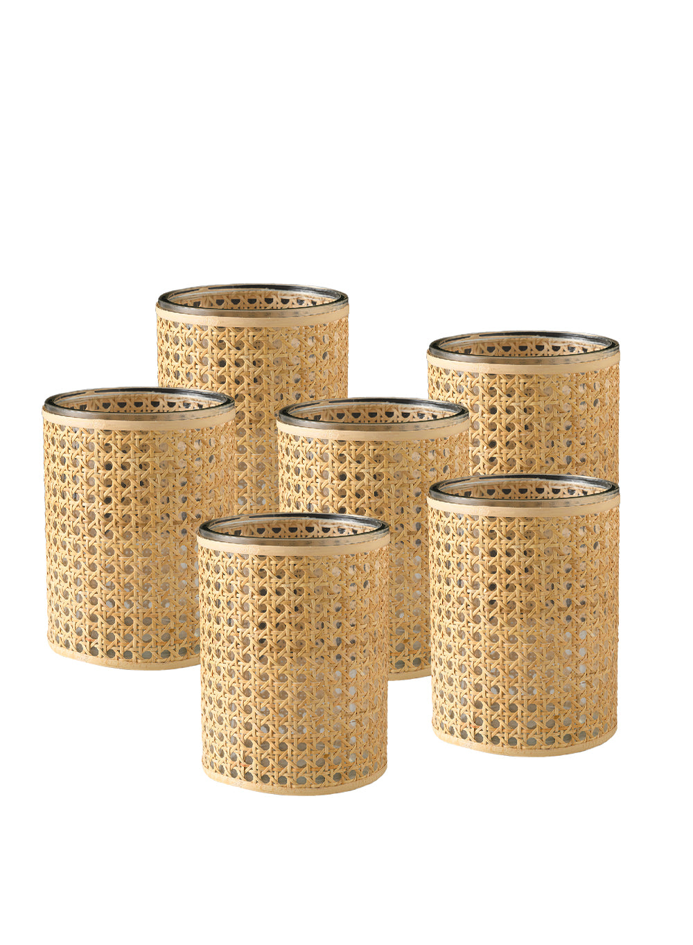 Rattan Cane Wrapped Glass Hurricane, in 6 Sizes