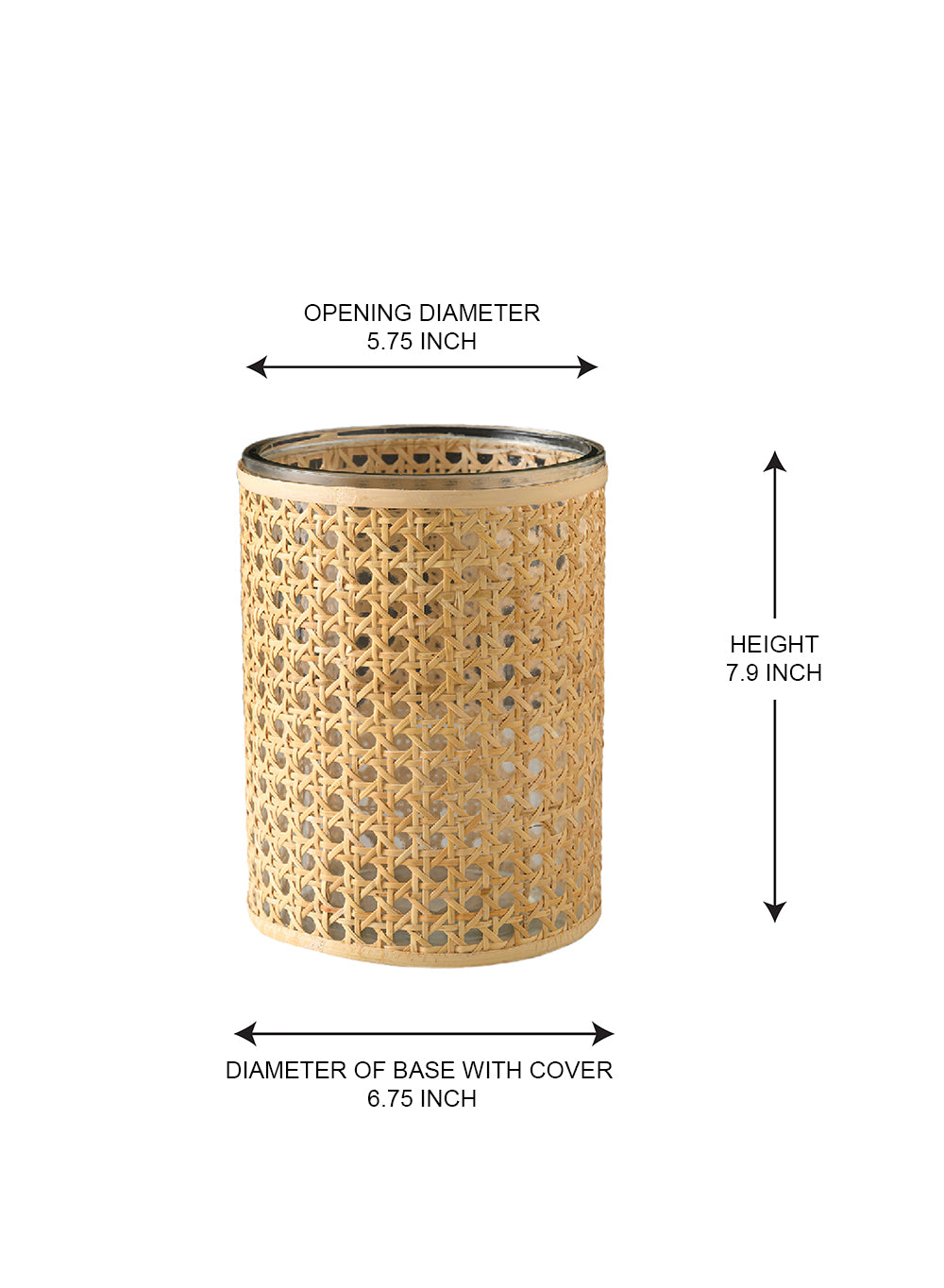 Rattan Cane Wrapped Glass Hurricane, in 6 Sizes