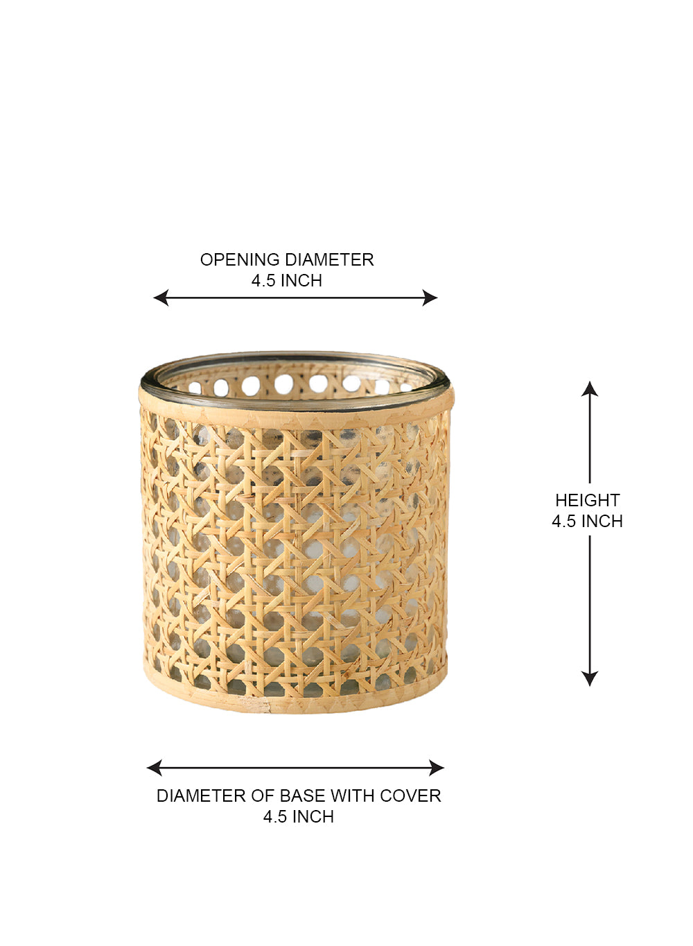 Rattan Cane Wrapped Glass Hurricane, in 6 Sizes