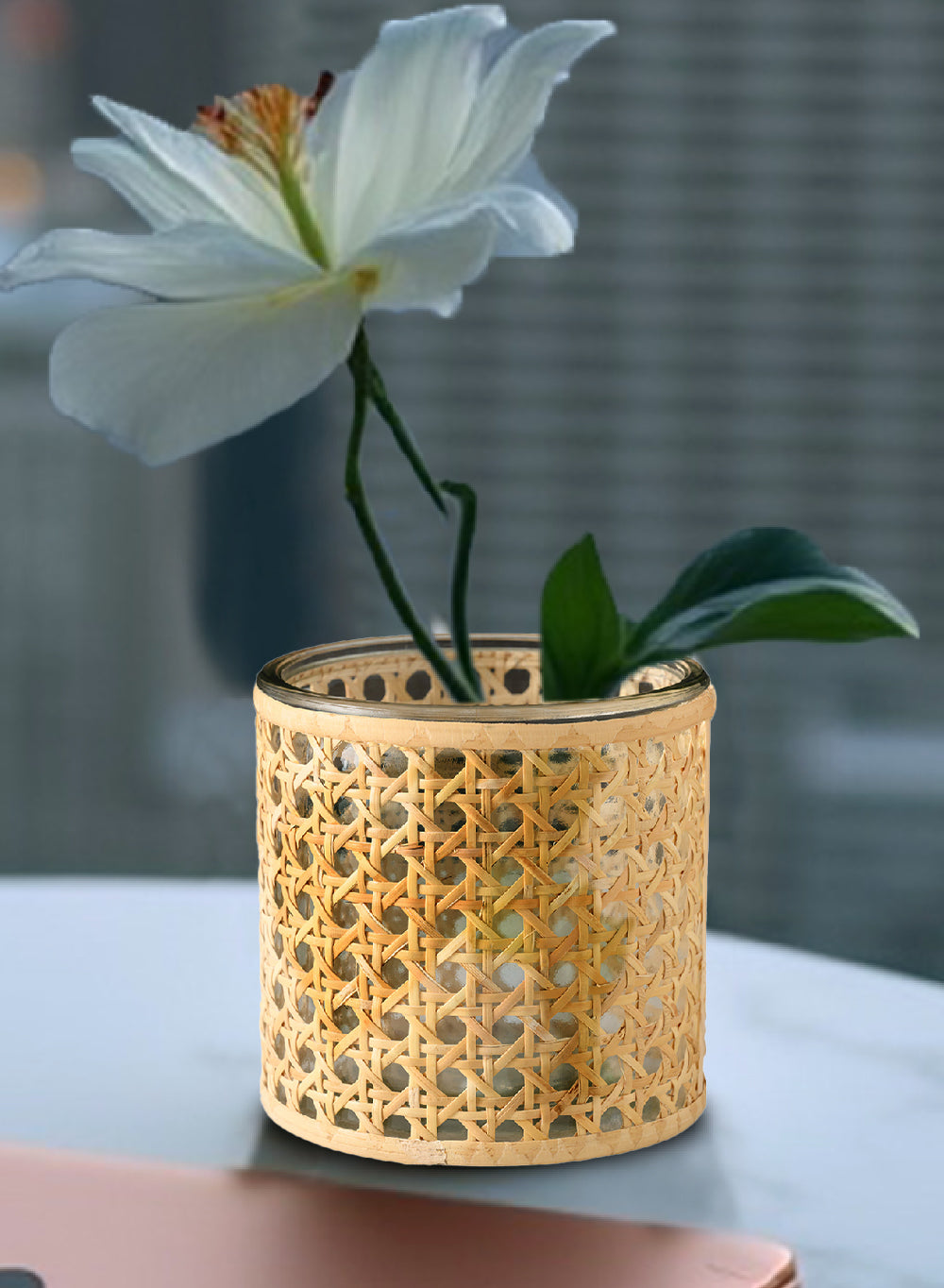 Rattan Cane Wrapped Glass Hurricane, in 6 Sizes