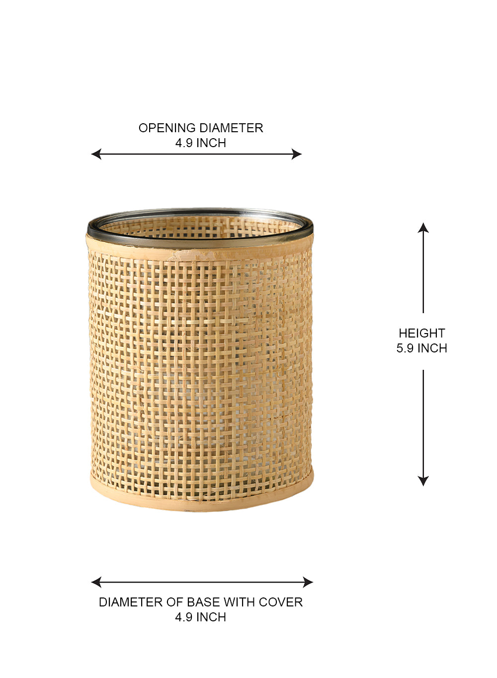 Rattan Cane Wrapped Glass Hurricane, in 6 Sizes