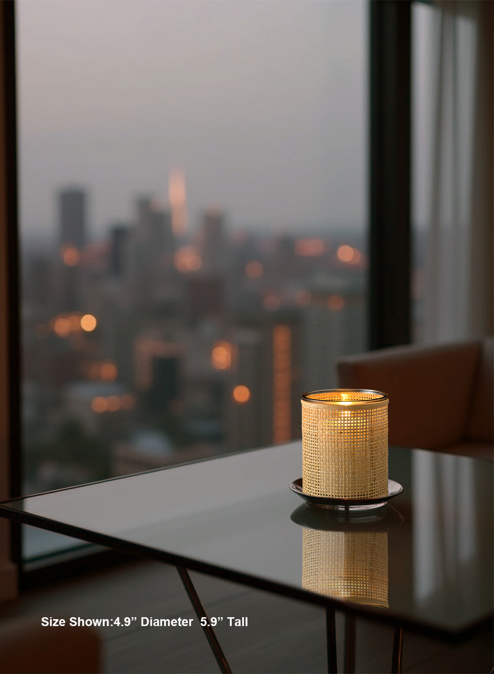 Rattan Cane Wrapped Glass Hurricane, in 6 Sizes
