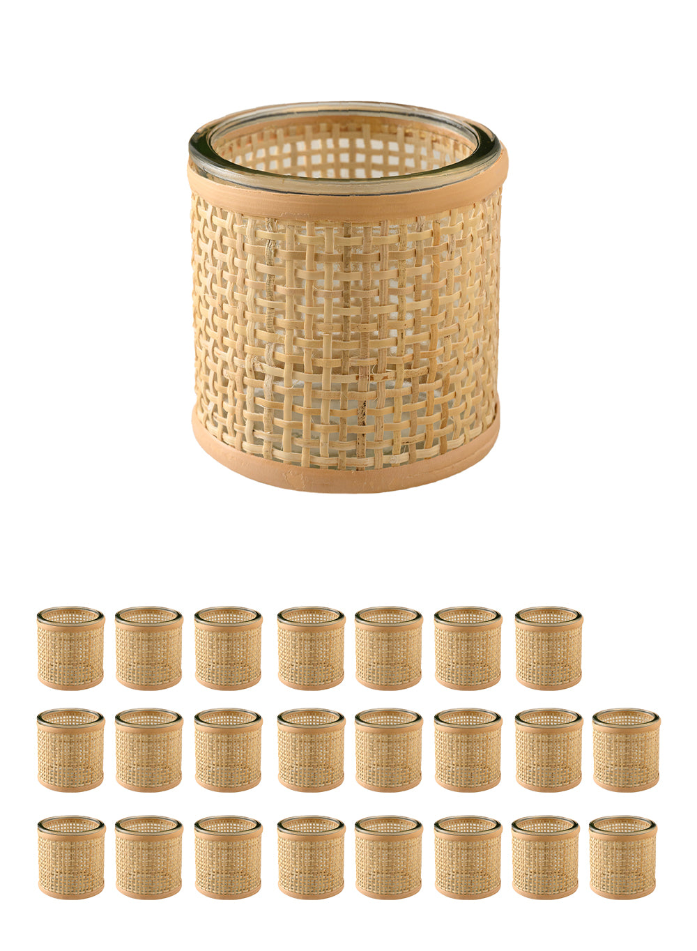 Rattan Cane Wrapped Glass Hurricane, in 6 Sizes