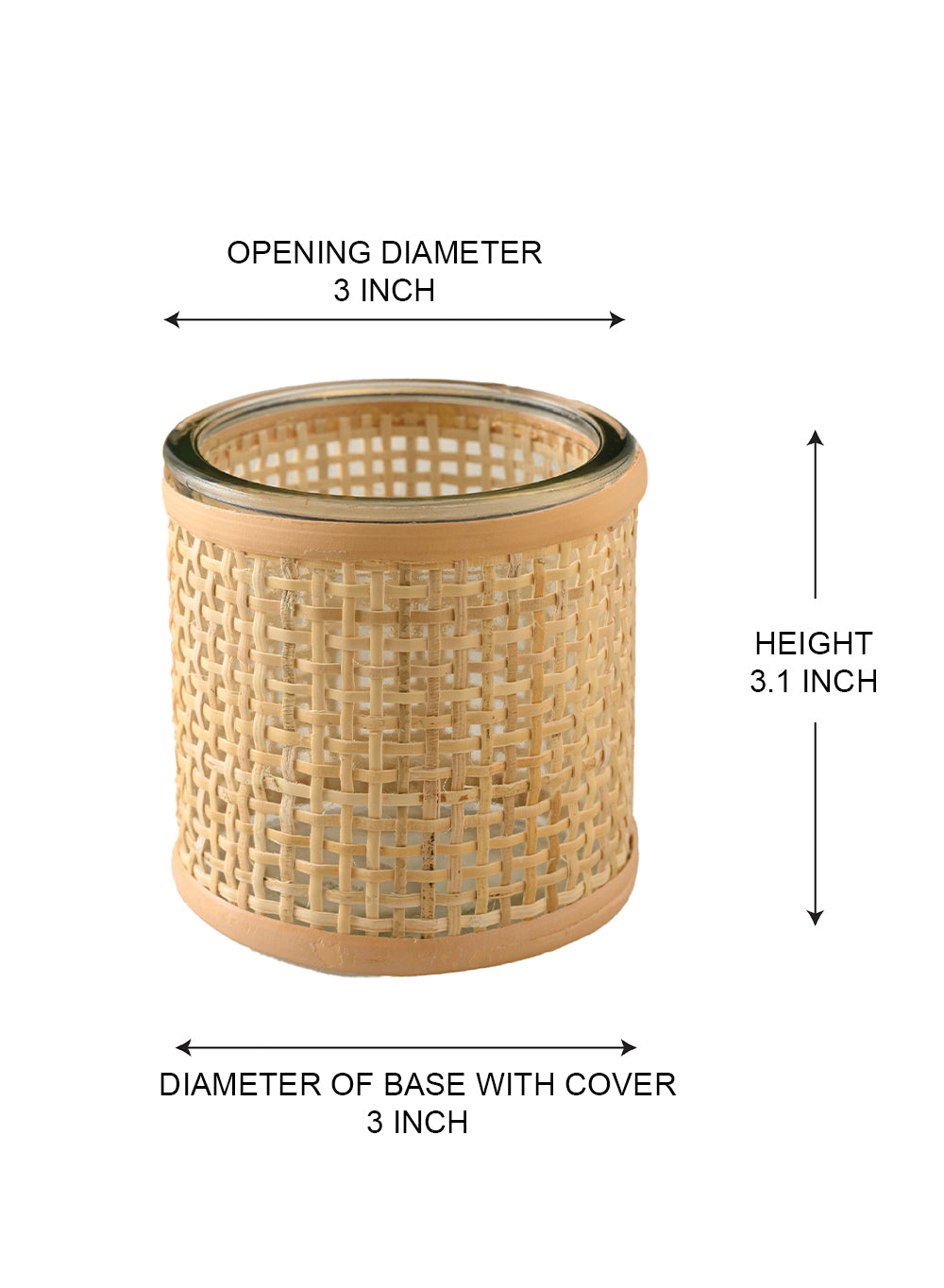 Rattan Cane Wrapped Glass Hurricane, in 6 Sizes
