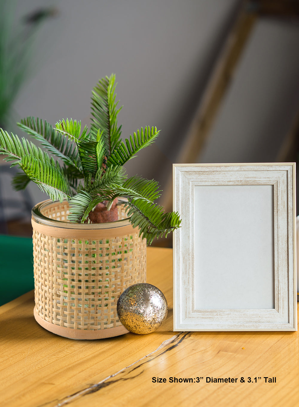 Rattan Cane Wrapped Glass Hurricane, in 6 Sizes