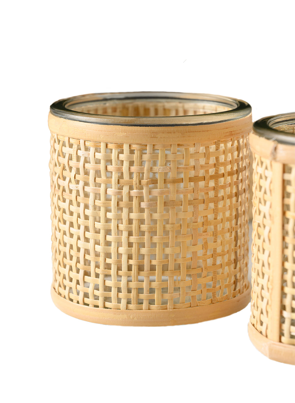 Rattan Cane Wrapped Glass Hurricane, in 6 Sizes