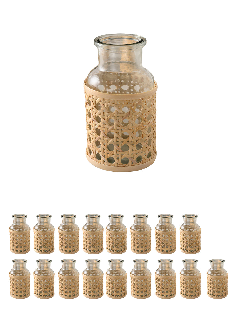 Cottage Cane Wrapped Glass Vase, in 2 Shapes
