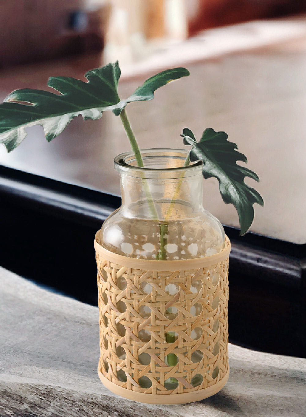 Cottage Cane Wrapped Glass Vase, in 2 Shapes