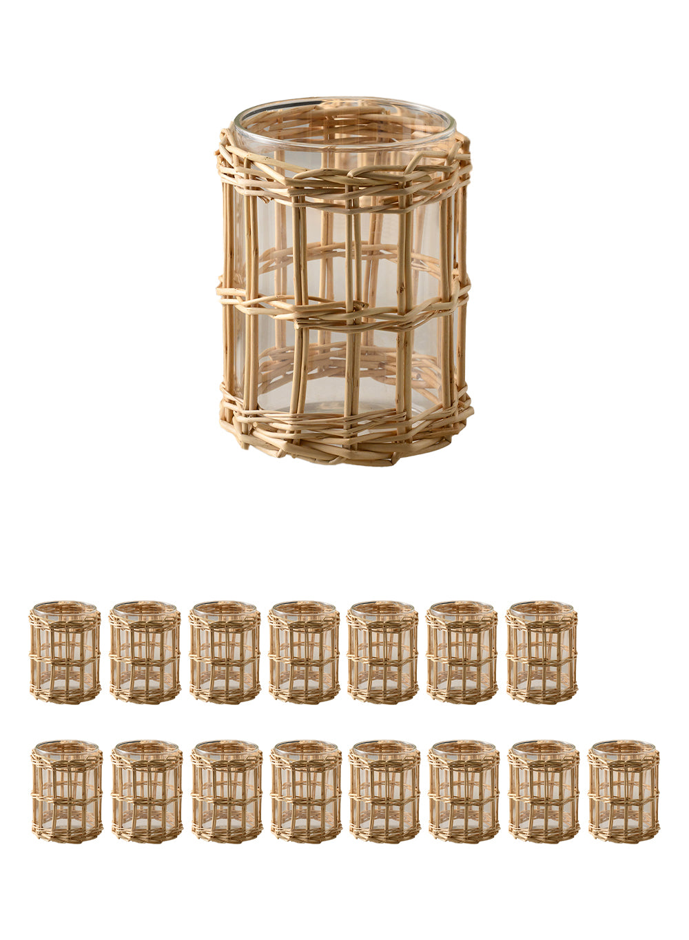 Sapa Woven Glass Hurricane in 2 Sizes, Short and Tall