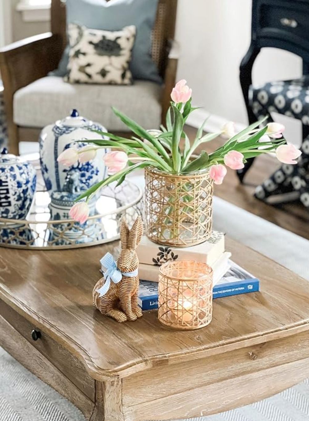 Bundle: Saigon Cane Wrapped Glass Candle Holders – Set of 2