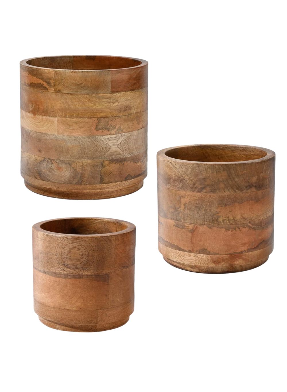 Bundle: Mango Wood Cachepots (Small - Pack of 1, Medium - Pack of 1, Large