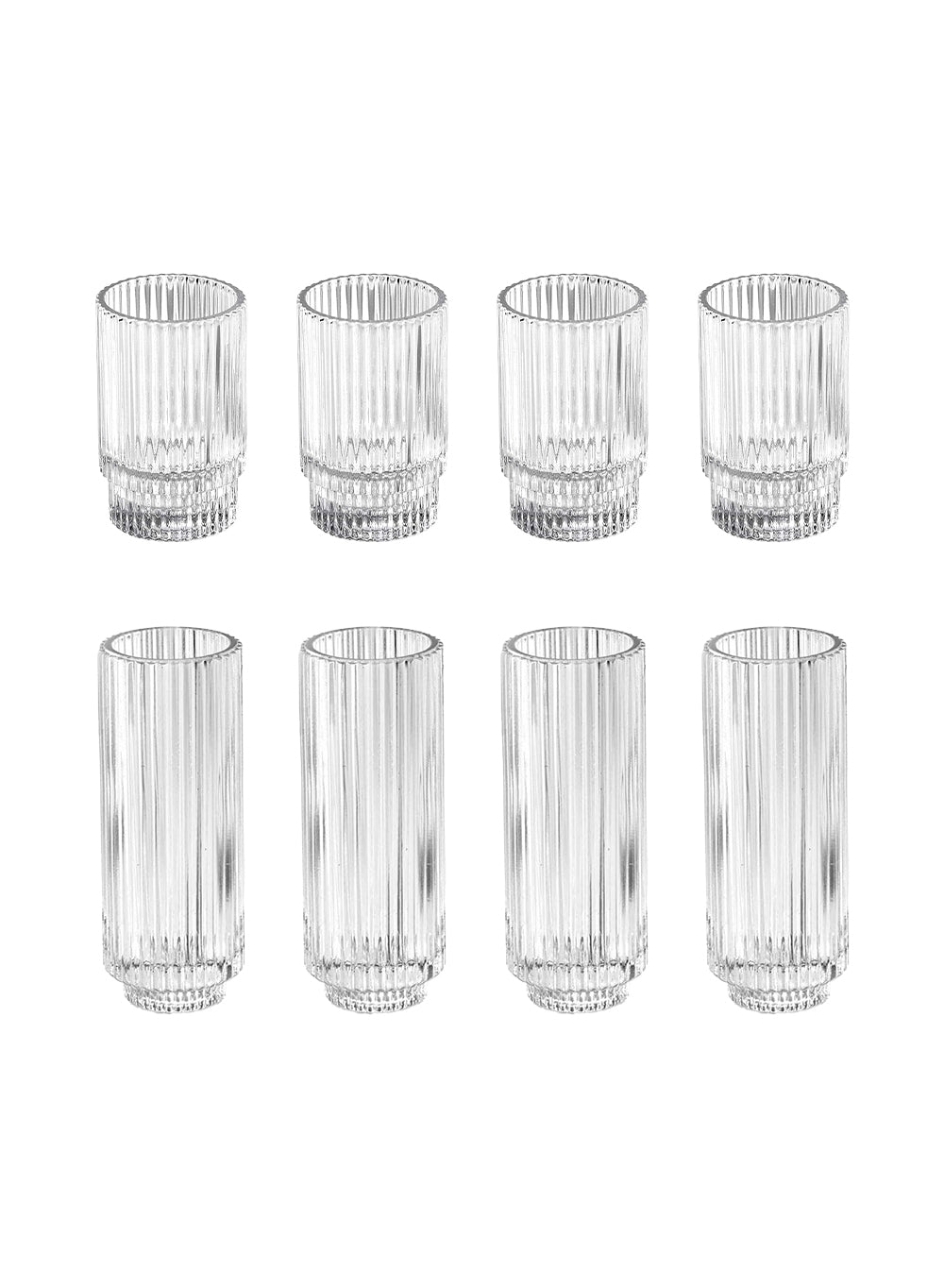Bundle: Clear Ribbed Glass Votive Holders, Set of 8