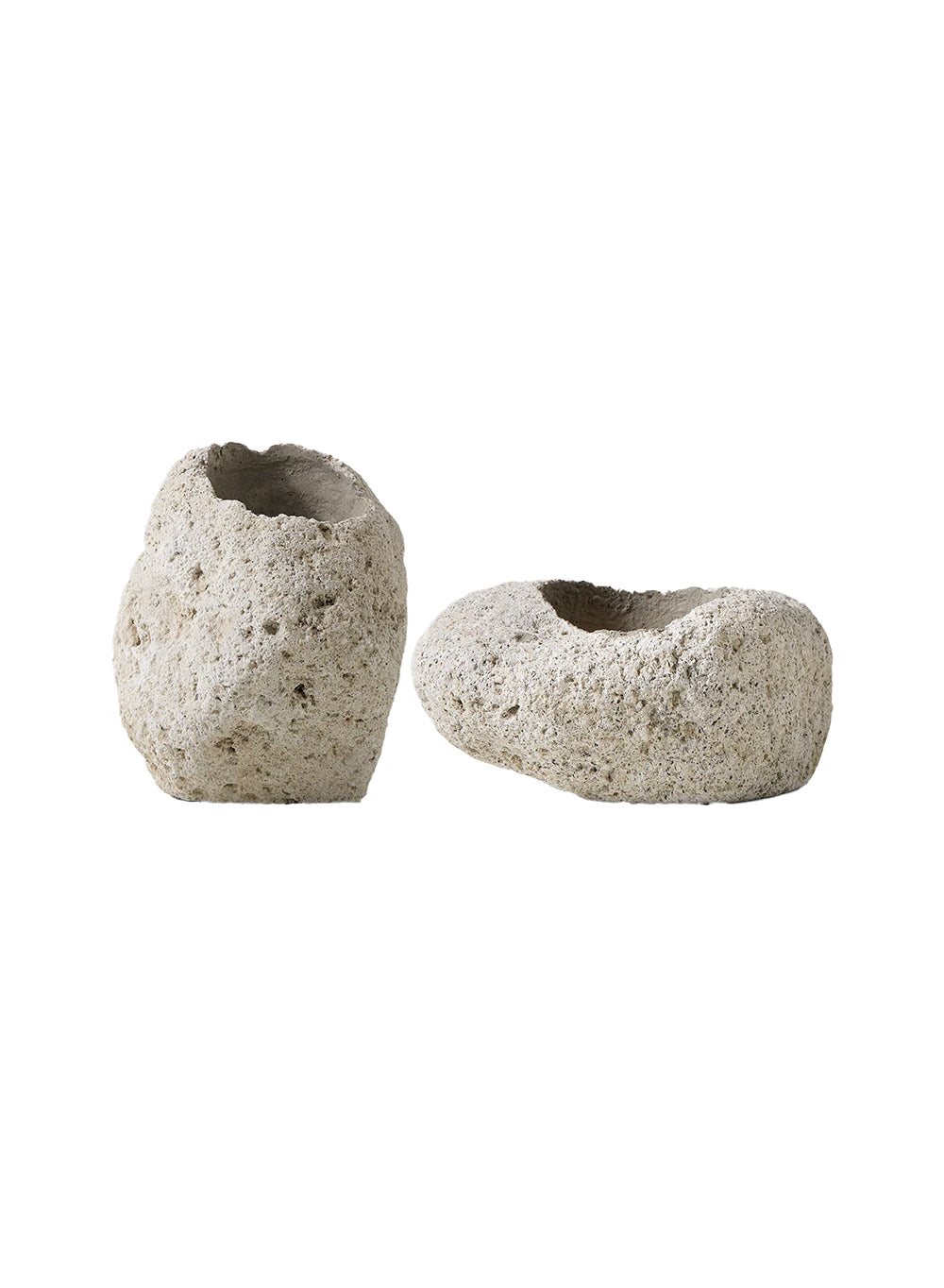 Bundle: Pumice Stone Bowl Vase and Textured Lava Rock