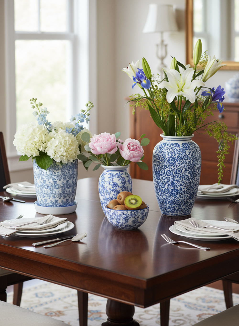 Bundle: 6-Piece Blue & White Ming Blossom Décor Set