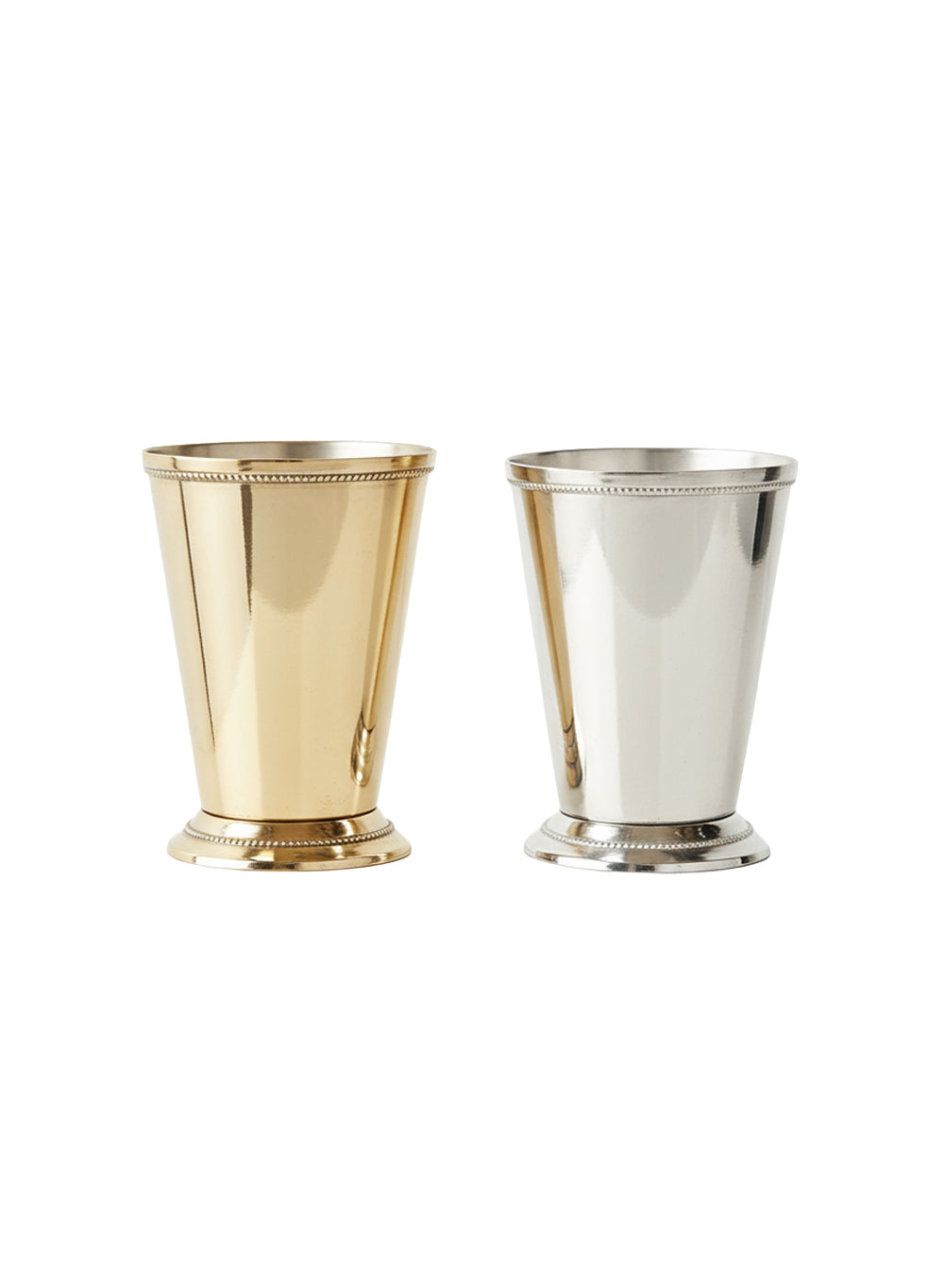 Bundle: Silver & Gold Brass Julep Cup Vase, Bundle of 2