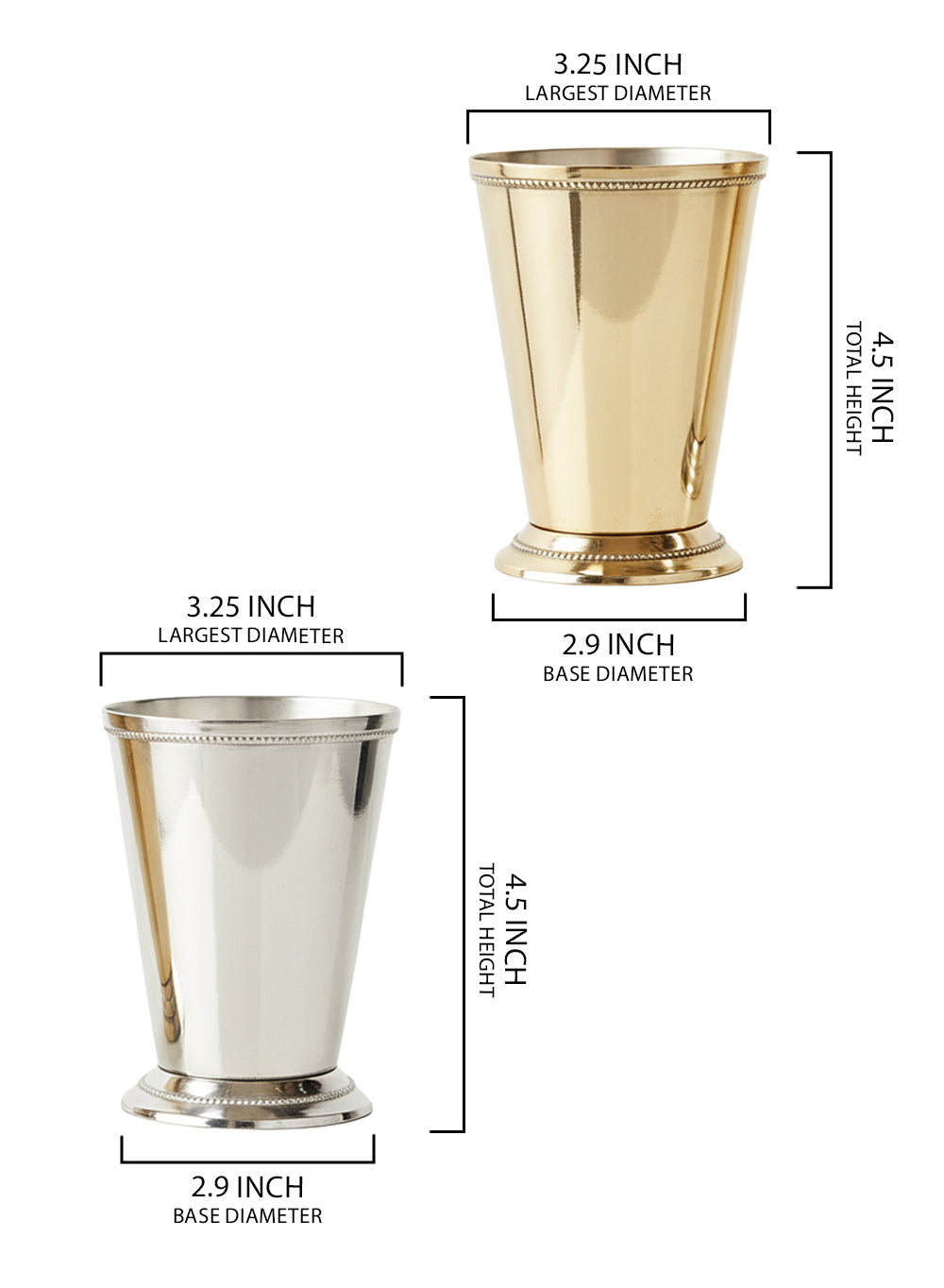 Bundle: Silver & Gold Brass Julep Cup Vase, Bundle of 2