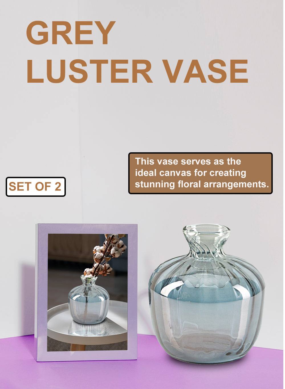 Serene Spaces Living Grey Luster Vase
