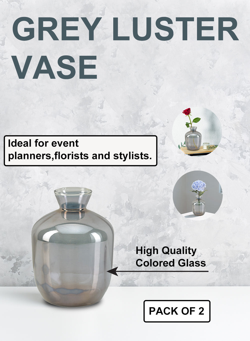 Serene Spaces Living Grey Luster Vase
