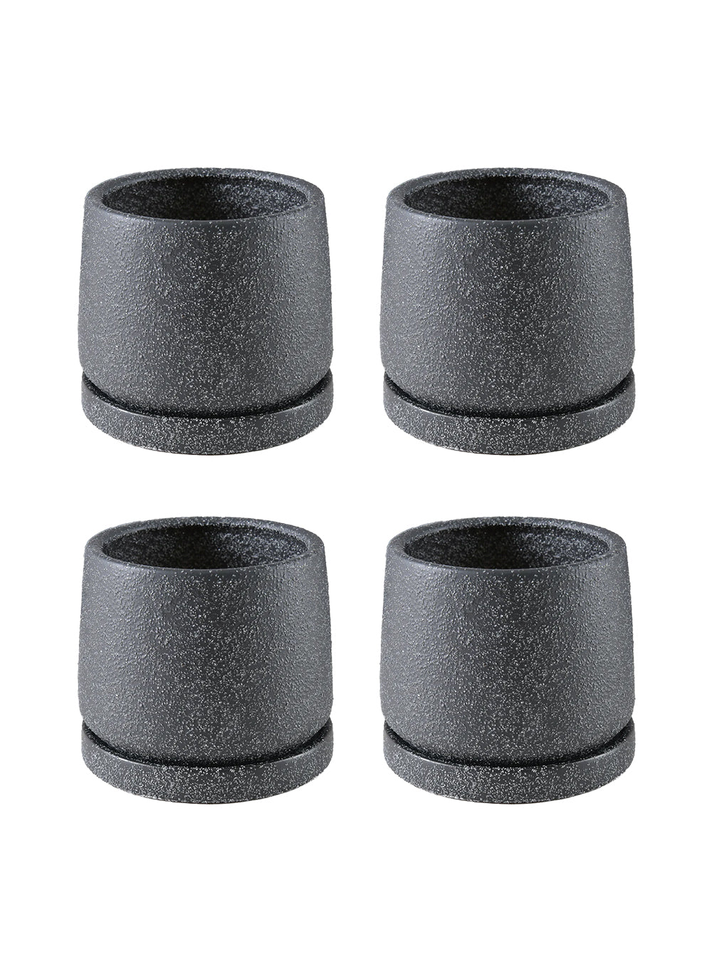 Kuro Textured Black Ceramic Planter with Saucer, 3.2" Diameter & 4.2" Tall