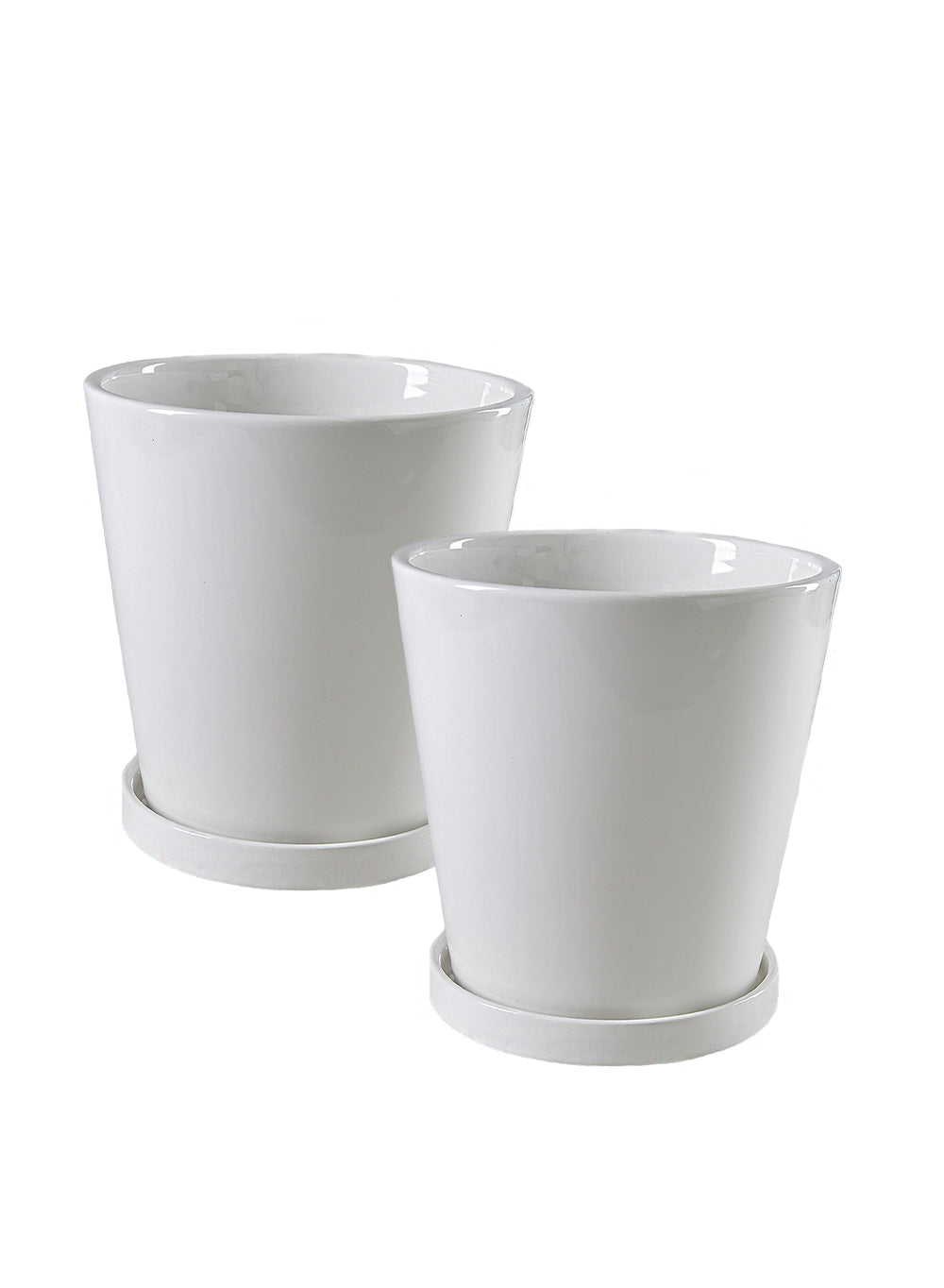 Arca White Ceramic Tapered Planter, 6.5" Diameter & 7" Tall