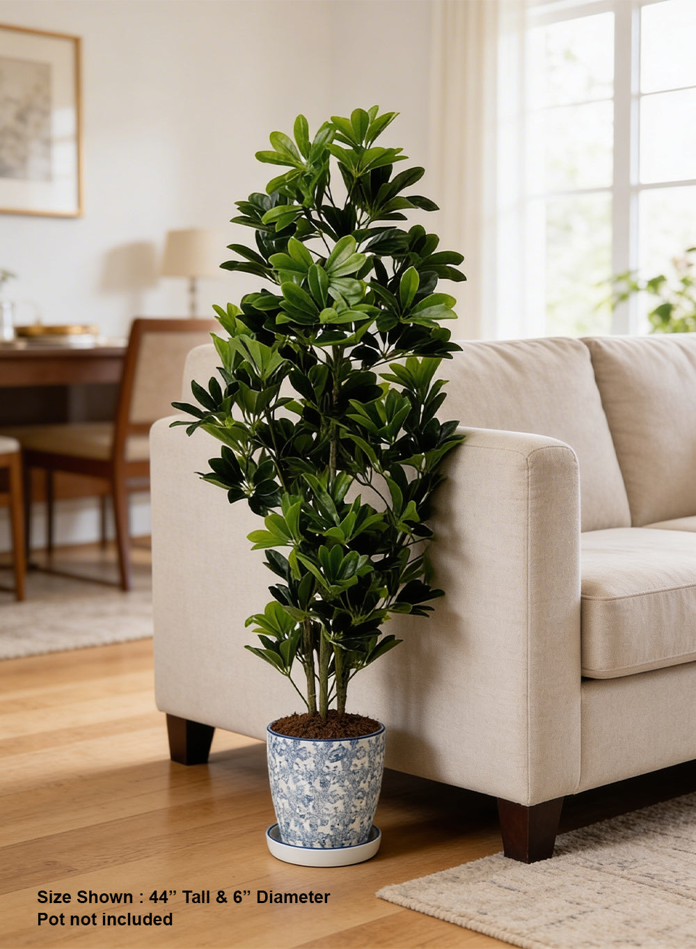 Artificial Indoor Floor Plant in Pot, 18" Diameter & 44" Tall