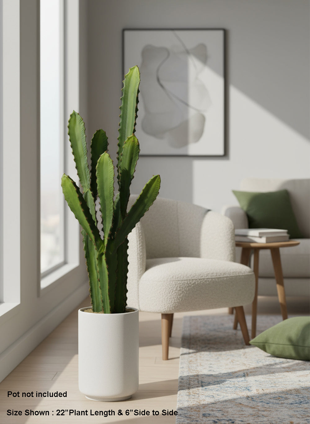 Desert Noir Faux Cactus in Black Pot, 6" Diameter & 27" Tall