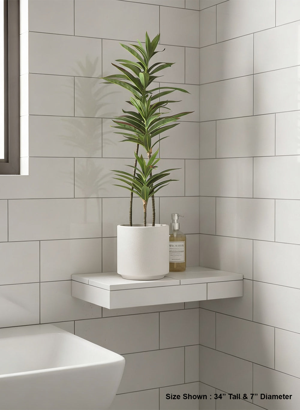 Artificial Dracaena Potted Plant, 7" Diameter & 34" Tall