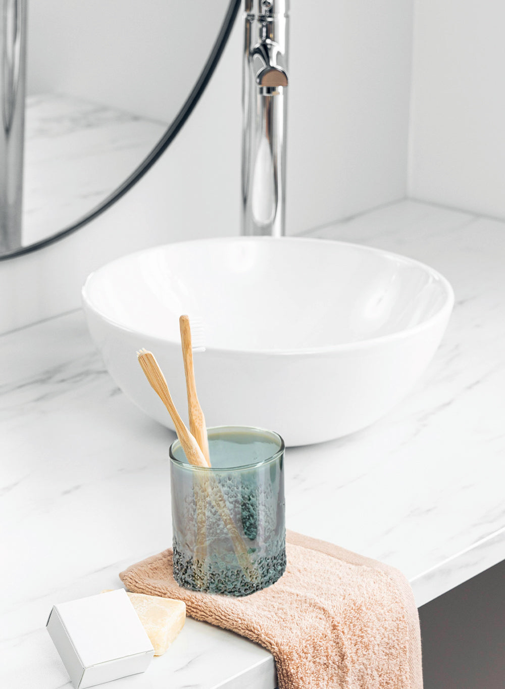Textured Grey Glass Cylinder Vase