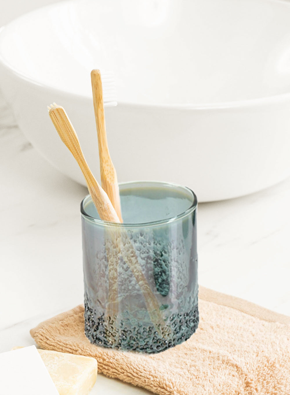 Textured Grey Glass Cylinder Vase