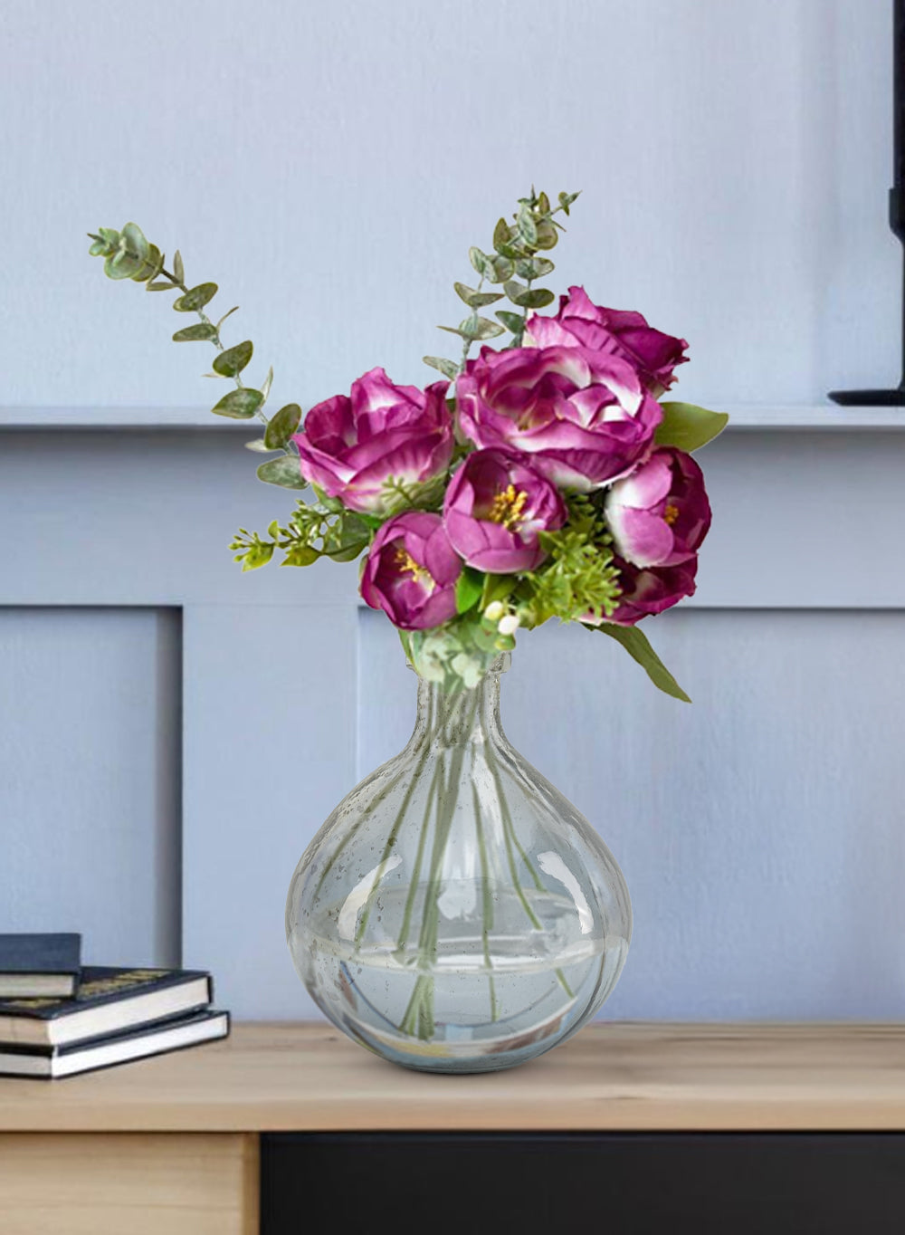 Gray Glass Bulb Vase, 7" Tall