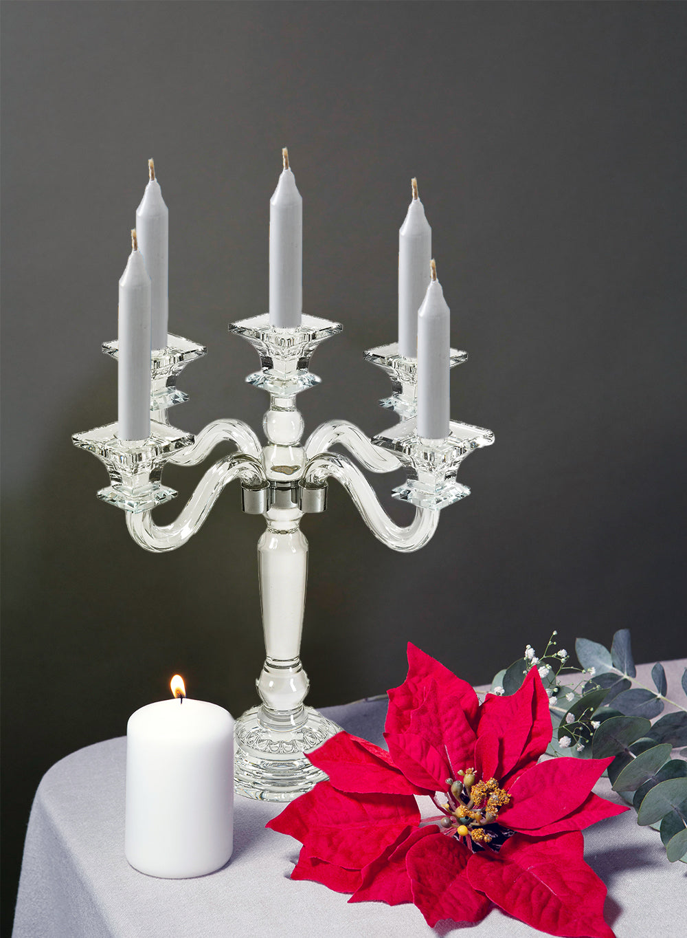 Modern Cut Crystal Candle Stick Holders, 5 Sizes