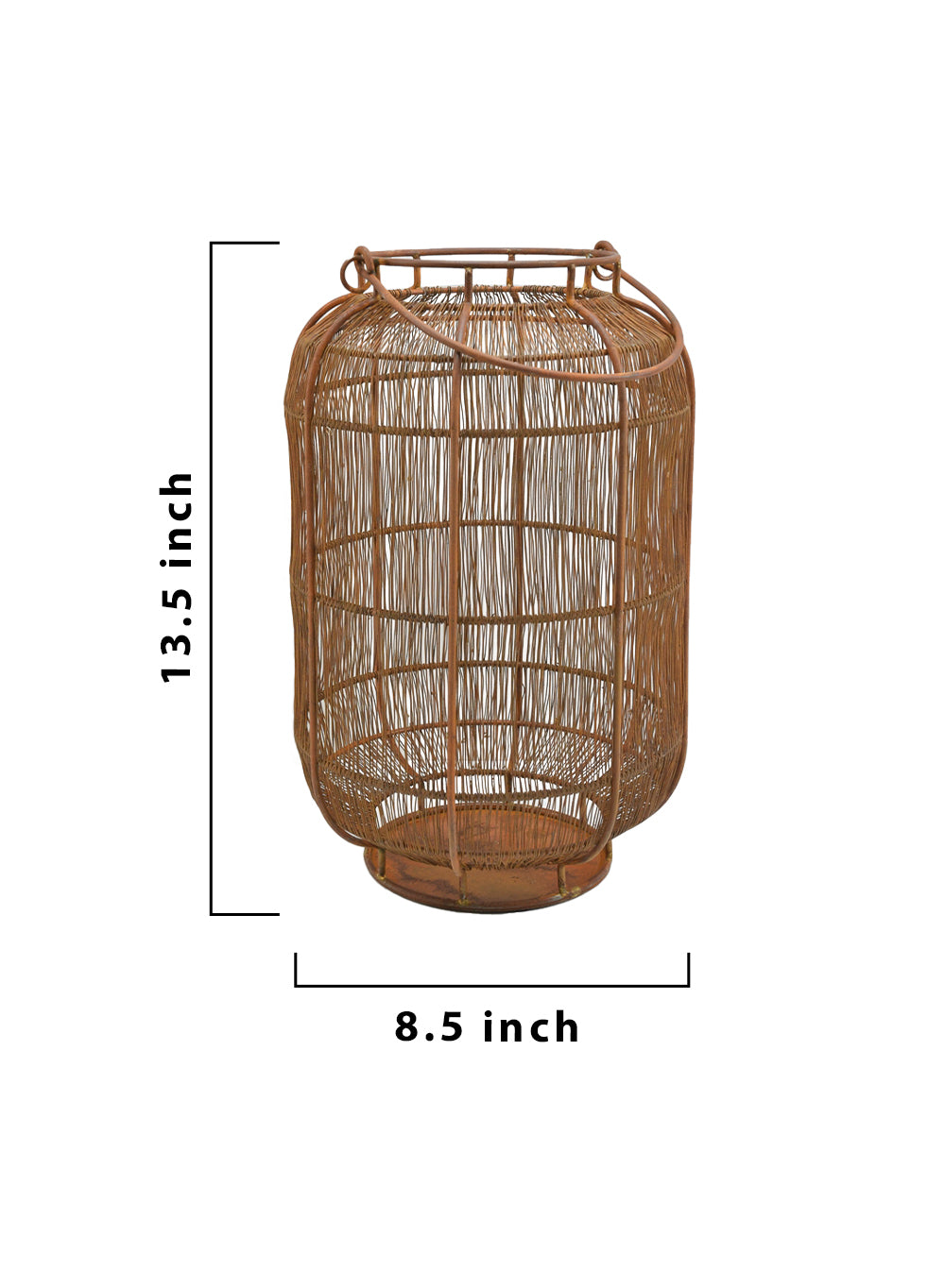 Rustic Wired Candle Lantern - Cylindrical Lantern, In 2 Sizes
