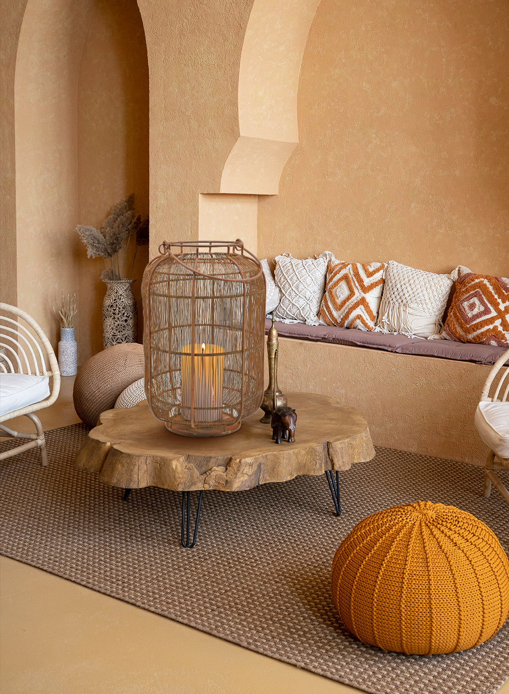 Rustic Wired Candle Lantern - Cylindrical Lantern, In 2 Sizes