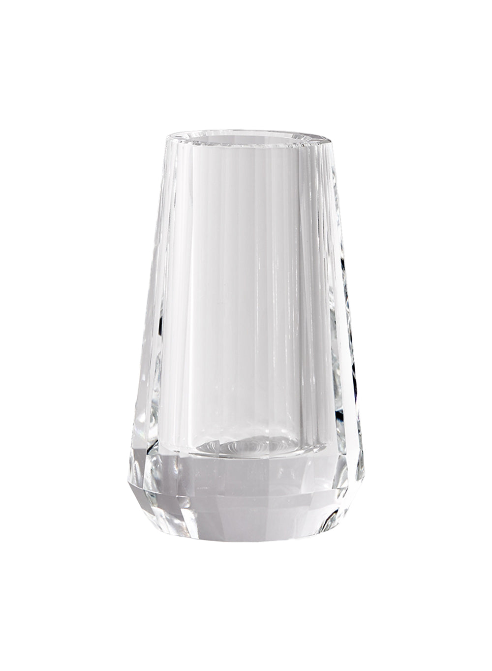 Faceted Tapered Crystal Vase, 4" Tall & 2.5" Diameter