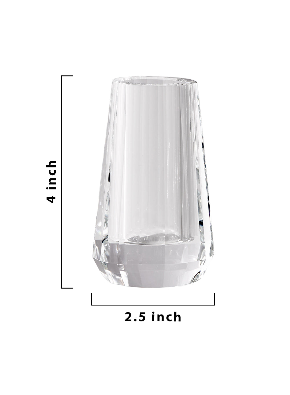 Faceted Tapered Crystal Vase, 4" Tall & 2.5" Diameter