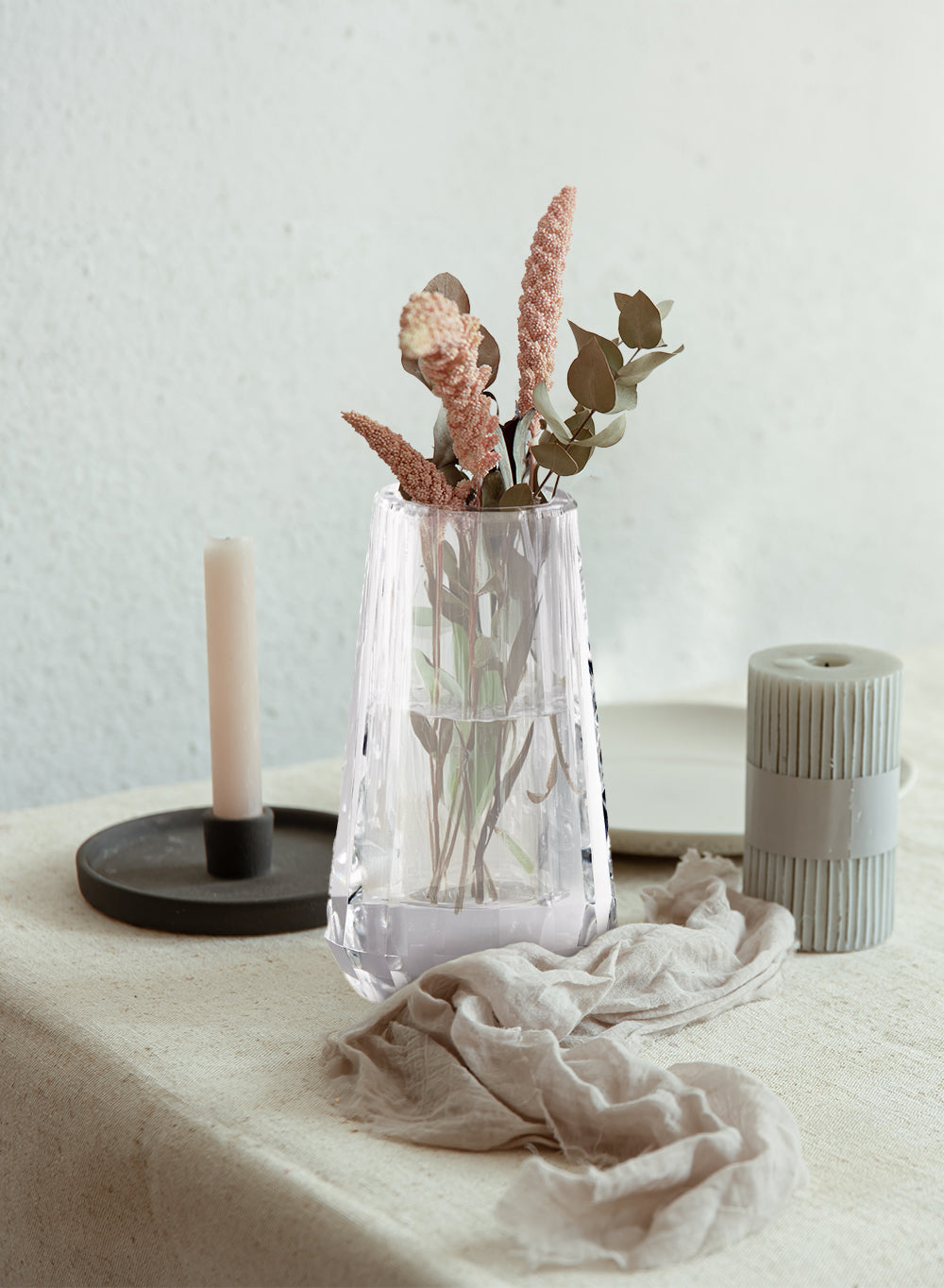 Faceted Tapered Crystal Vase, 4" Tall & 2.5" Diameter
