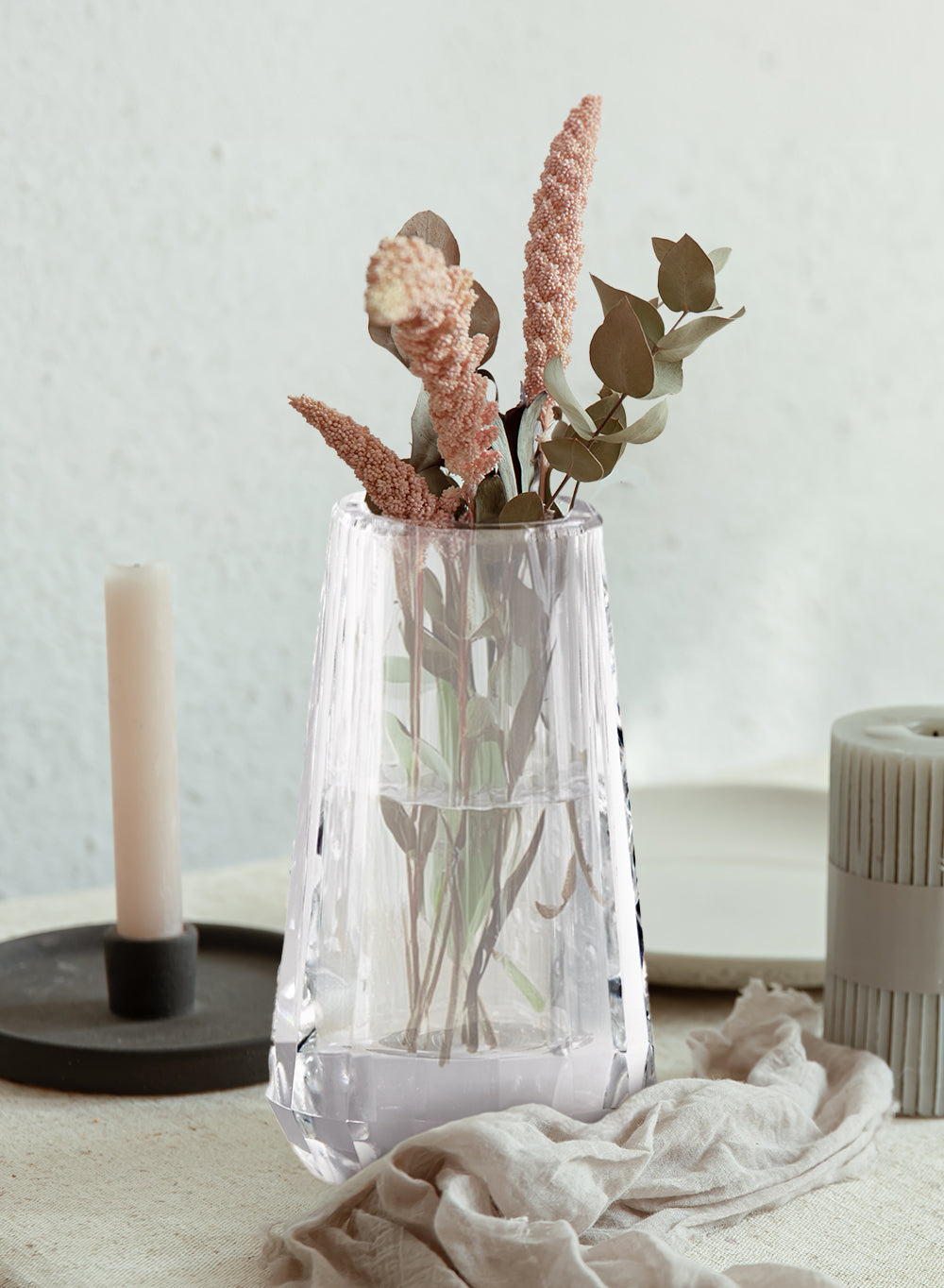 Faceted Tapered Crystal Vase, 4" Tall & 2.5" Diameter