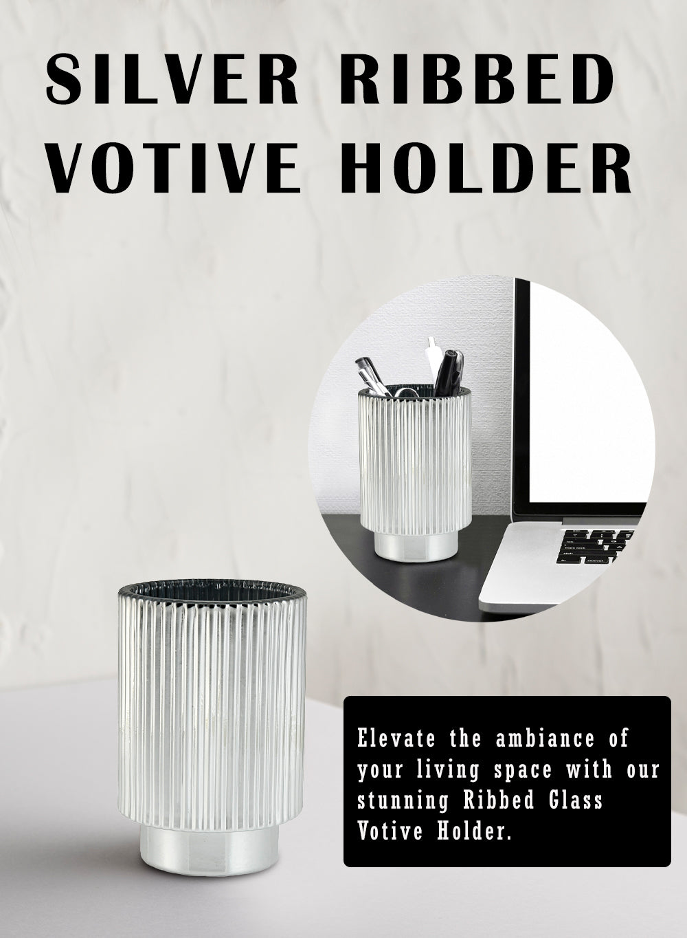 Ribbed Pedestal Glass Votive Holder, in 2 Colors