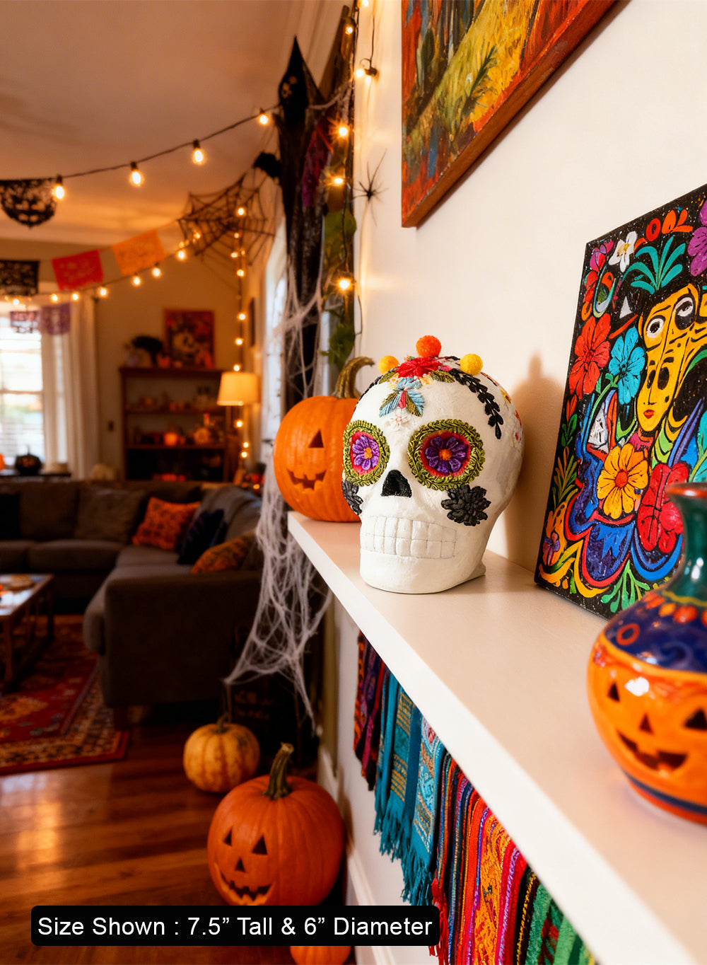 Embroidered Foam Skull Decor, 6" Wide & 7.5" Tall
