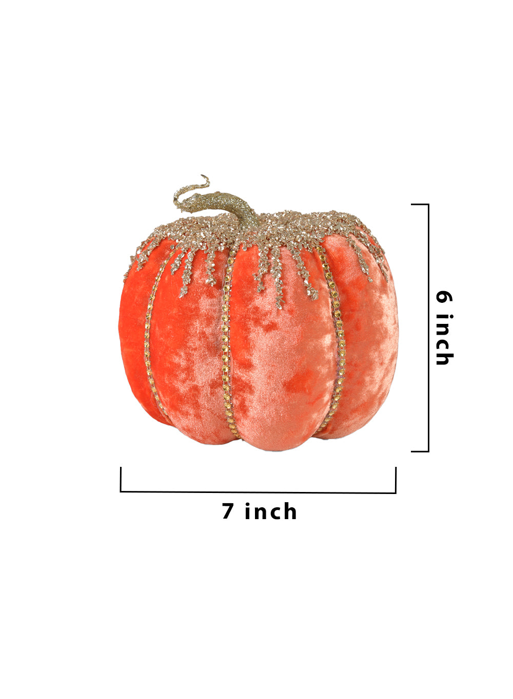 7" White/Orange Velvet Jewelled Pumpkin with Jewels