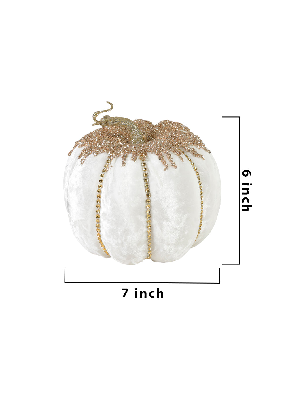 7" White/Orange Velvet Jewelled Pumpkin with Jewels