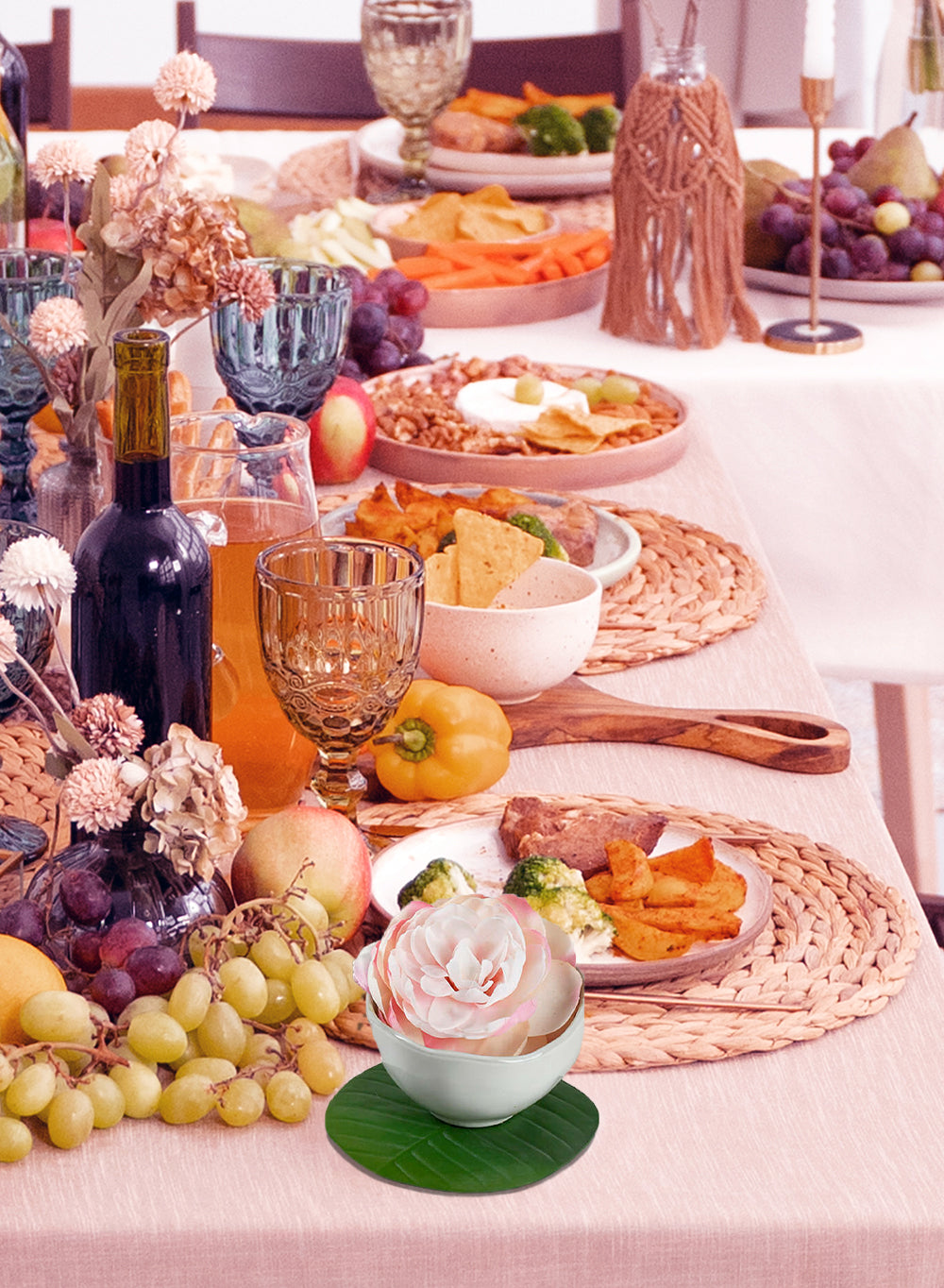 Artificial Leaf-Shaped Coasters & Table Runner