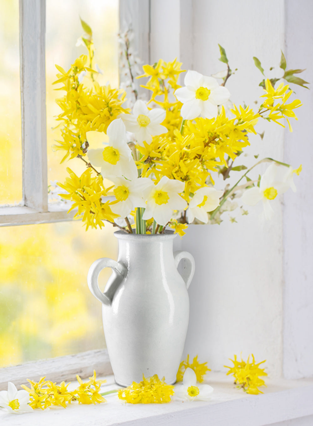 Sarona White Ceramic Jar Vase, 9.5" Diameter & 18.5" Tall