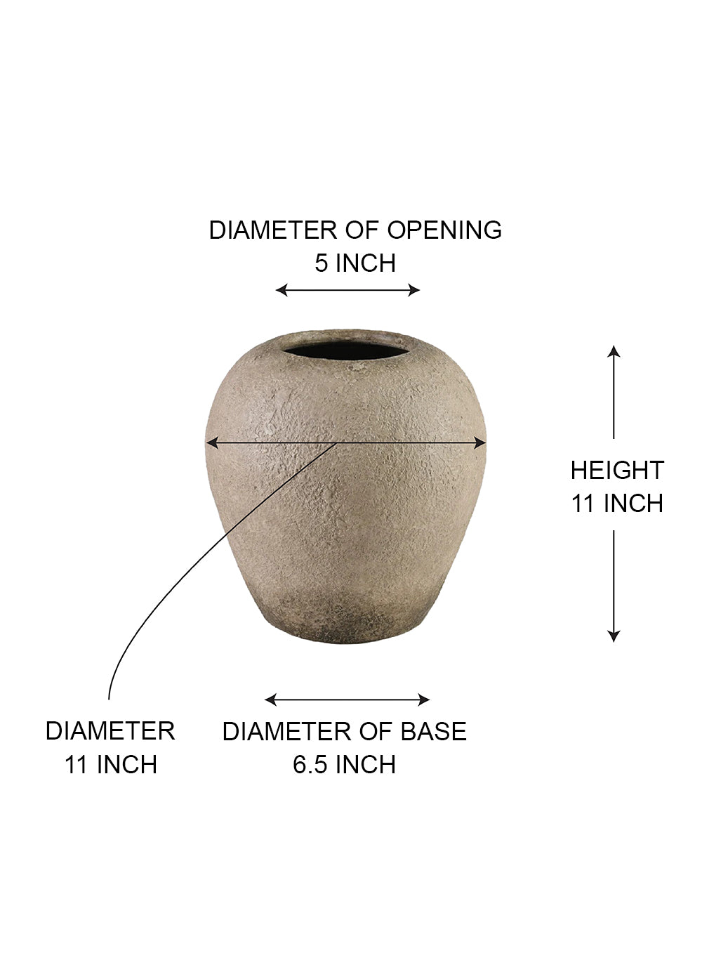 Caldera Rustic Ceramic Vase, 11" Tall