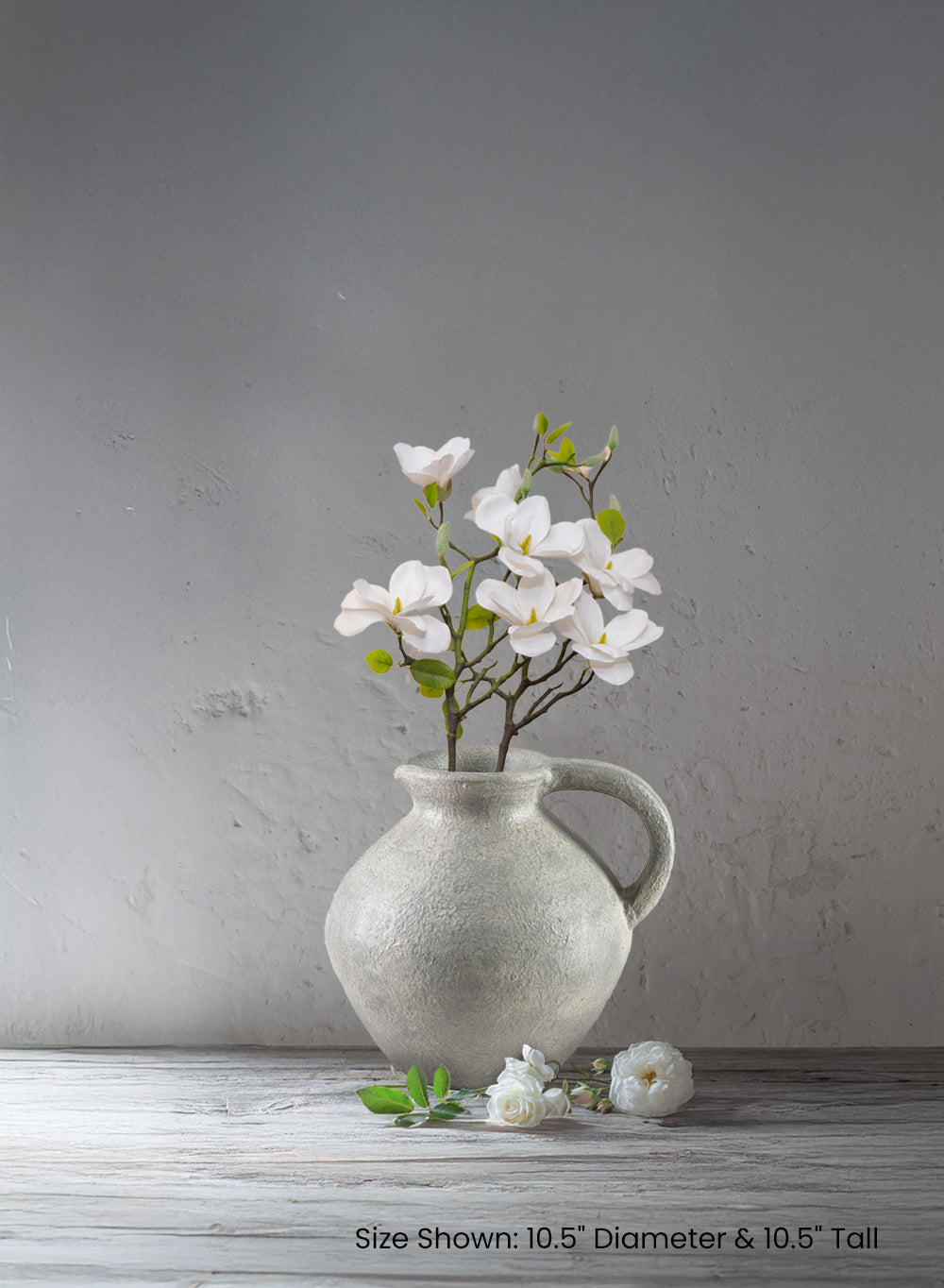 Gray Ceramic Jug Vase, 10.5" Diameter & 10.5" Tall