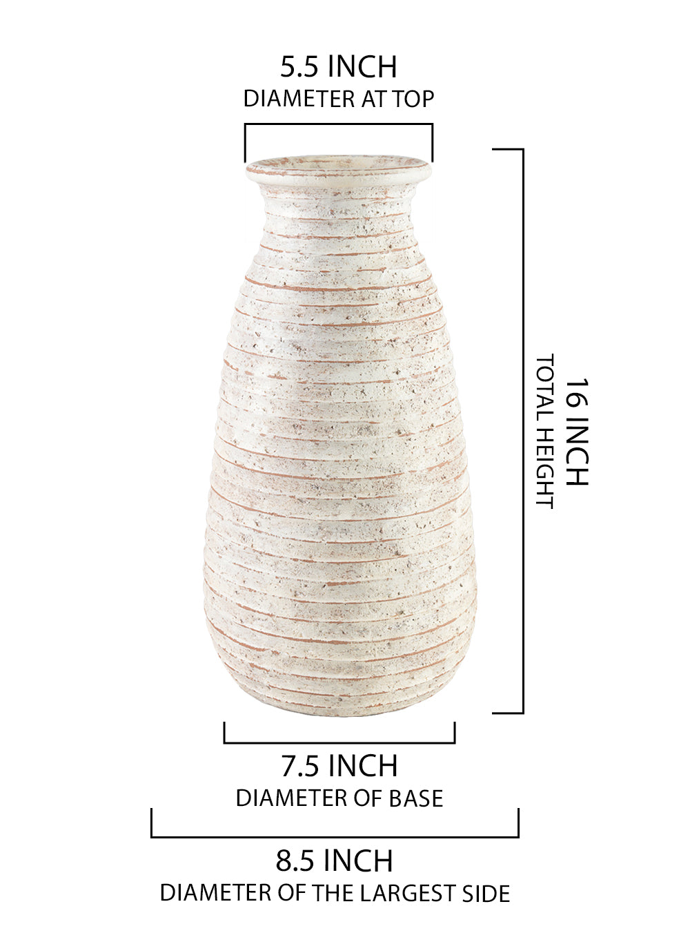 Calluna Ceramic Vase, 8.5" Diameter & 16" Tall